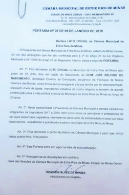 Portaria luto oficial