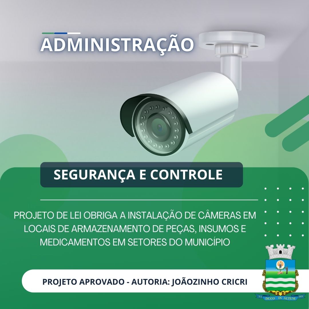 Projeto de Lei obriga instalação de câmeras em locais de armazenamento de peças, insumos e medicamentos